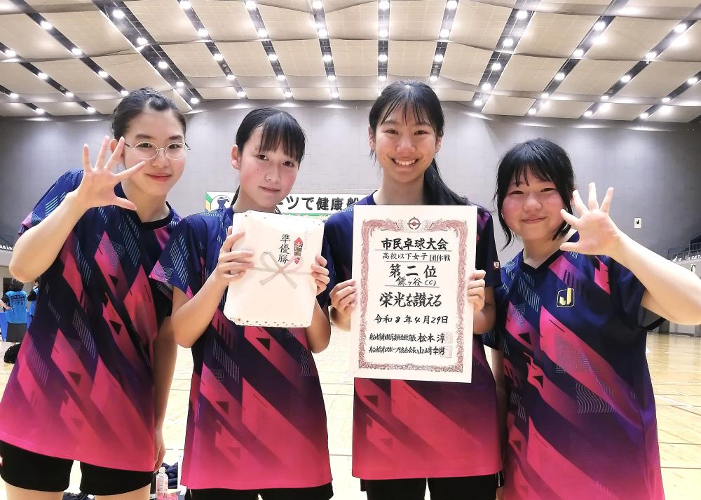 女子団体2位　県立鎌ヶ谷C